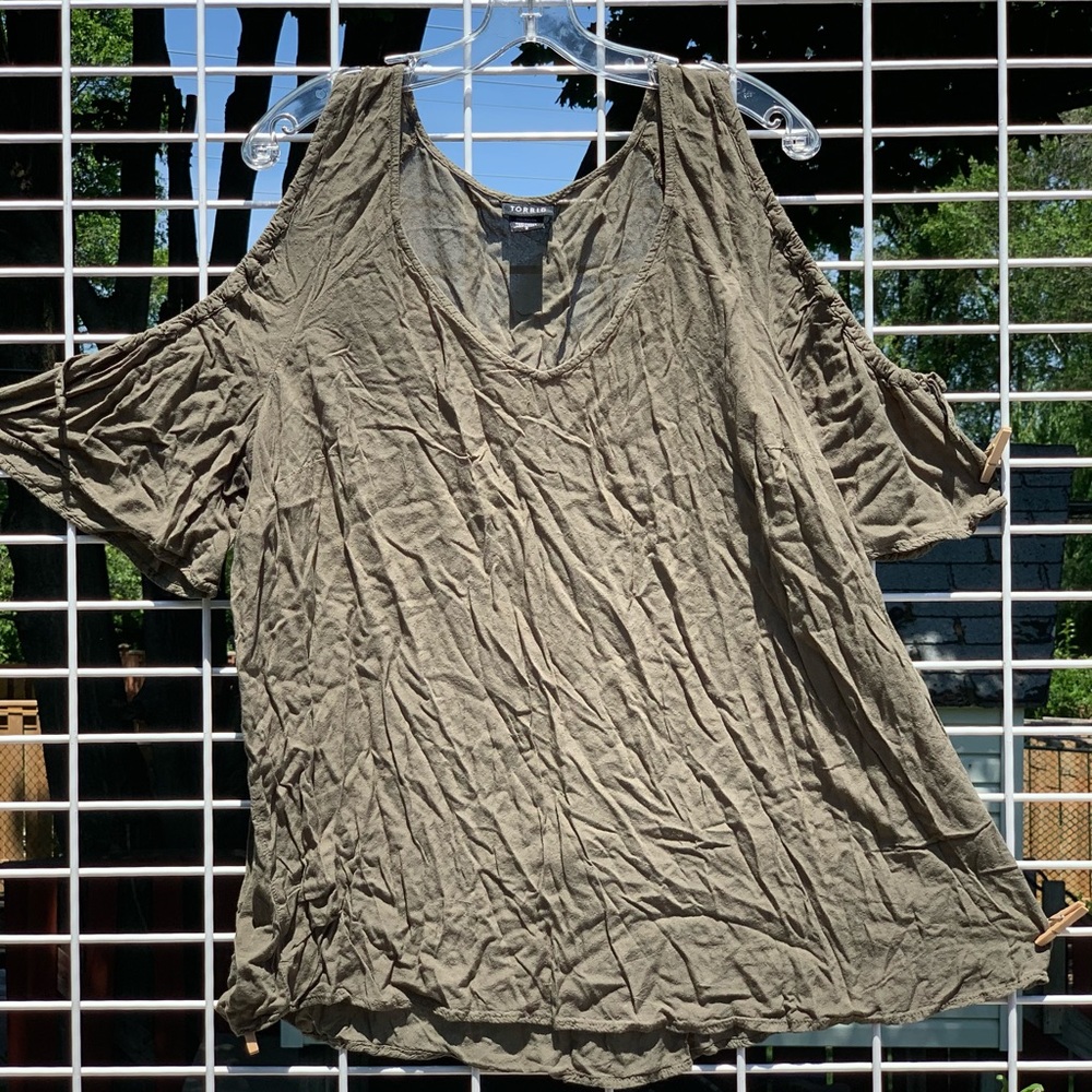 Off shoulder olive green blouse